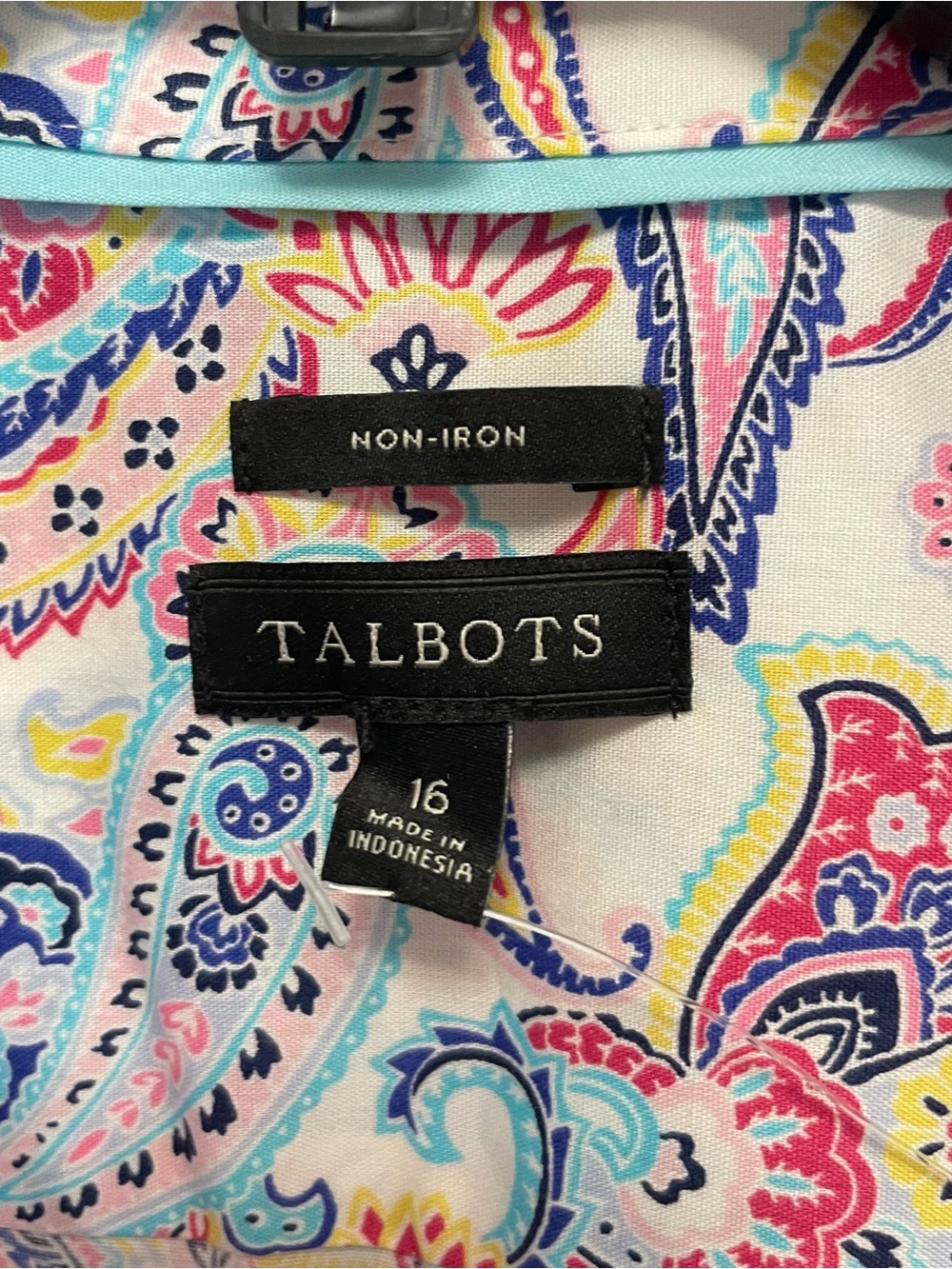 Talbots Paisley Print Wrinkle Free Perfect Shirt Size 16 - Picture 5 of 7